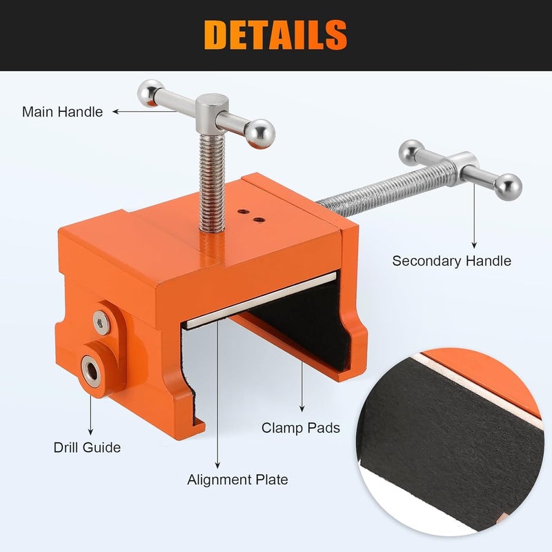 weyleity Cabinet Installation Clamps | Cabinetry Clamp for Easy and Quick Face Frame Installation, Cabinet Clamps with Two Side Screws and Drill Hole Guide Cabinet Installation Tools, Orange (2) - Image 4